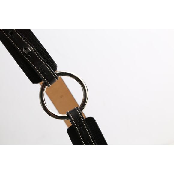 ANN TAYLOR Belt Black Genuine Leather Round Buckle Size S - Picture 4 of 7